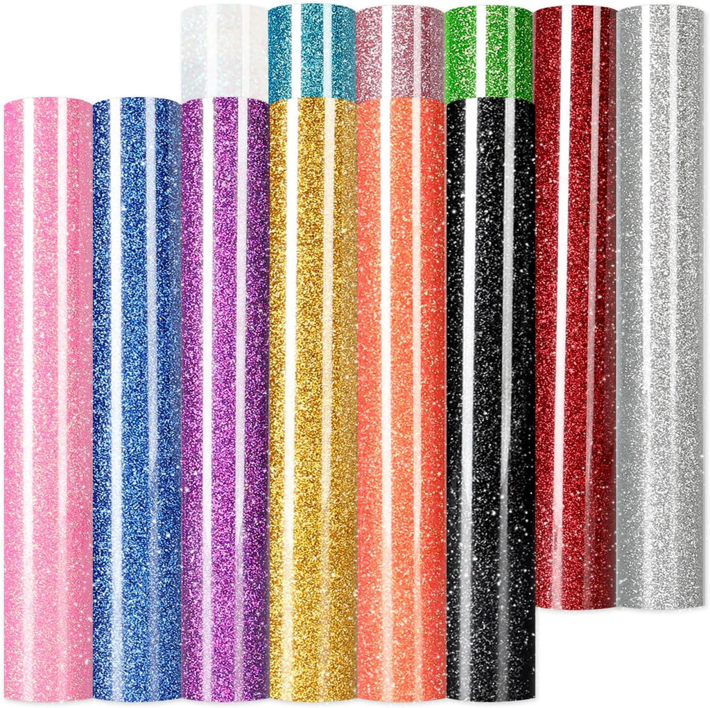 Glitter HTV Heat Transfer Vinyl - 13 Sheets 12" x 10" | Glitter Iron On Vinyl for T-Shirts, Sparkle HTV Compatible