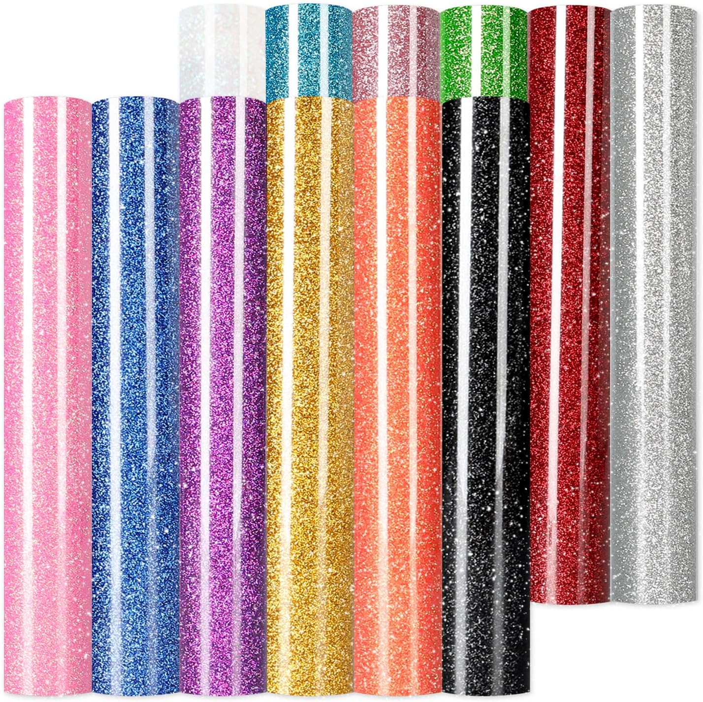 Glitter HTV Heat Transfer Vinyl - 13 Sheets 12" x 10" | Glitter Iron On Vinyl for T-Shirts, Sparkle HTV Compatible