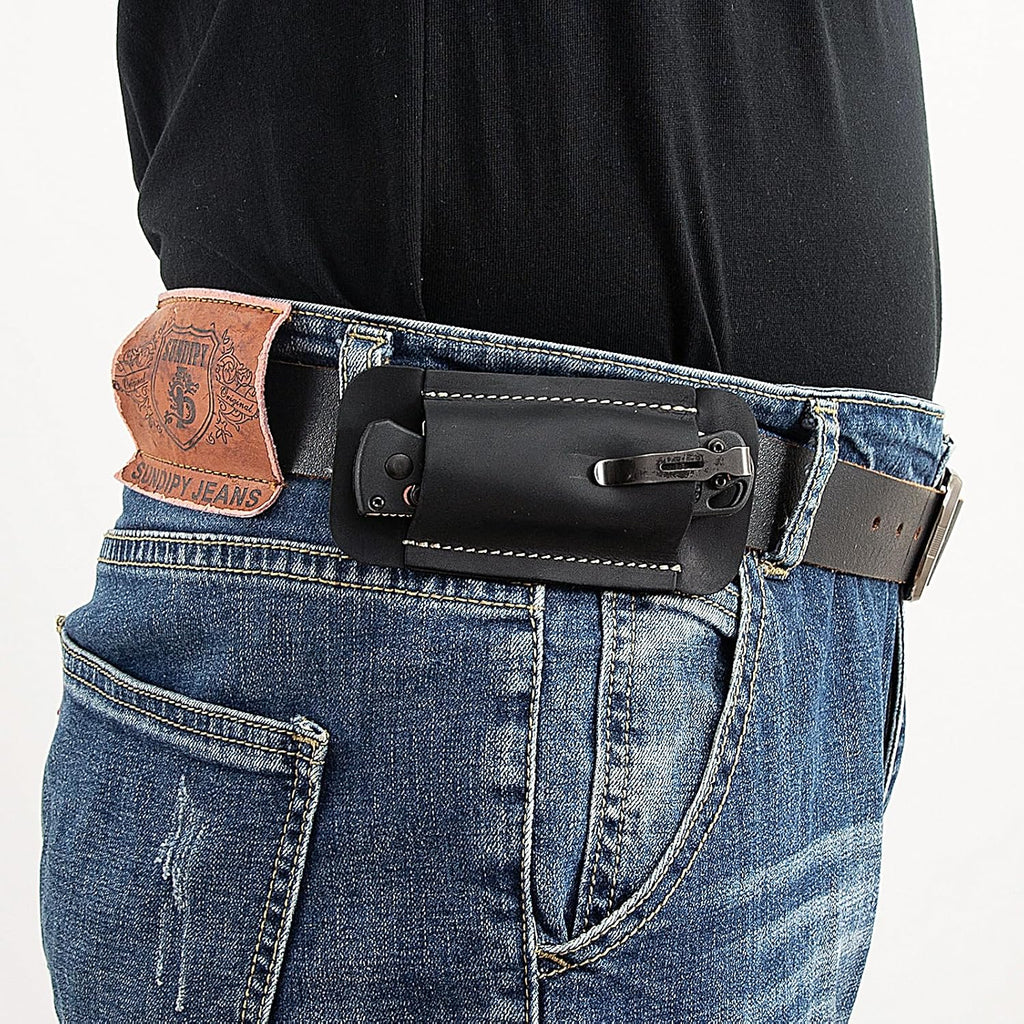 Knife Sheath,Leather Knife Sheath for Belt,Horizontal Carry Pocket Knife Holder,EDC Belt Organizer,Handmade Compact