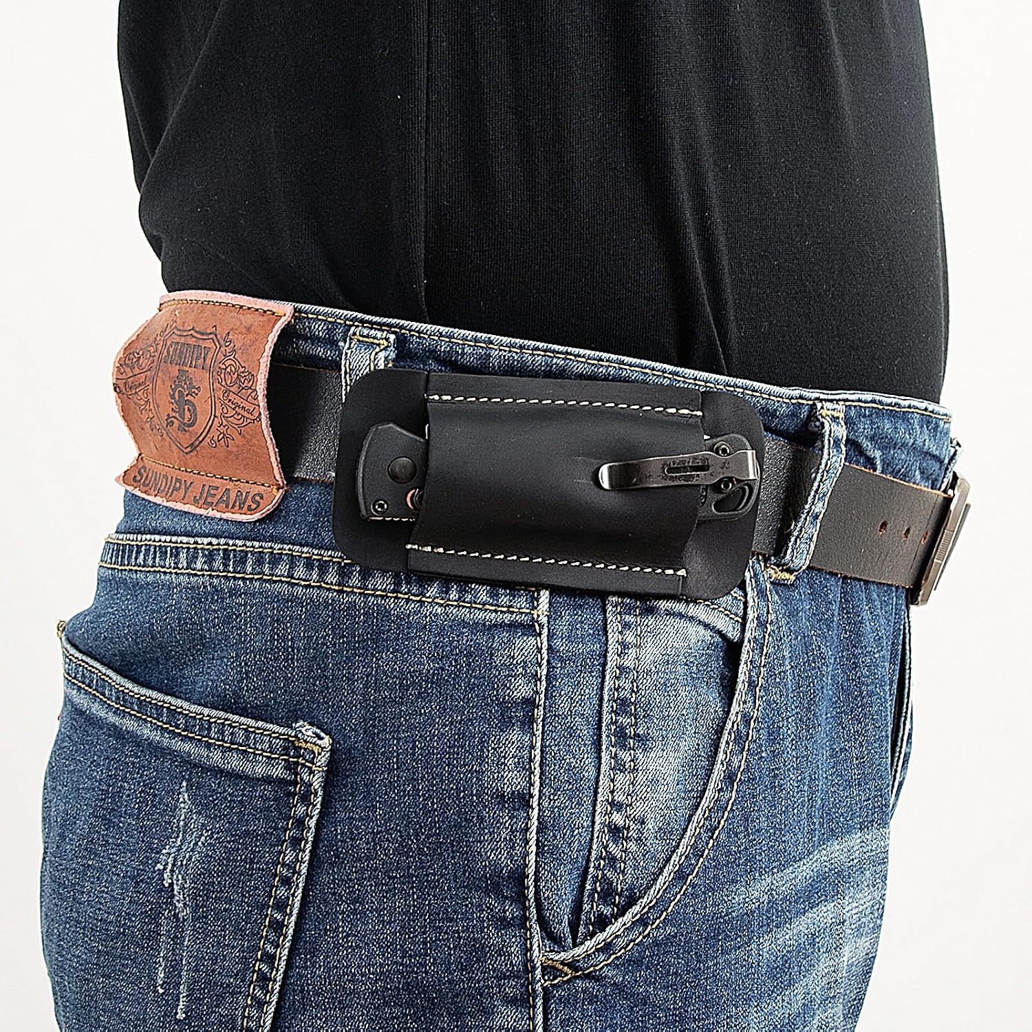 Knife Sheath,Leather Knife Sheath for Belt,Horizontal Carry Pocket Knife Holder,EDC Belt Organizer,Handmade Compact