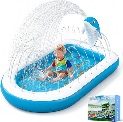 Splash Pads for Toddlers 1-3, Dolphin Toy Sprinkler for Kids, Outdoor Play Mat for Babies, 68" Backyard Inflatable