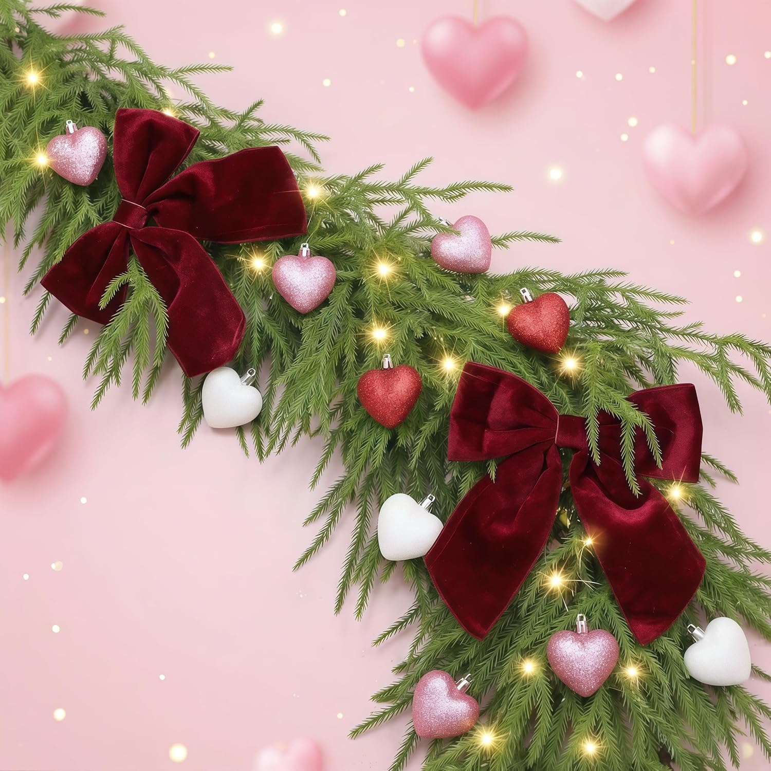 9ft Pre-Lit Real Touch Norfolk Christmas Garland with Lights | Lighted Pine Garland for Mantle,Greenery Christmas