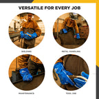 Men's Welding Gloves, Split Cowhide Leather, Blue, Large