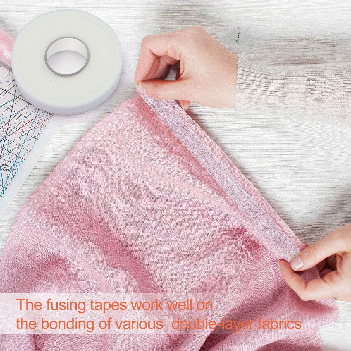 100 Yards Iron on Hemming Double Sided Fabric Tapes, 1 Inches