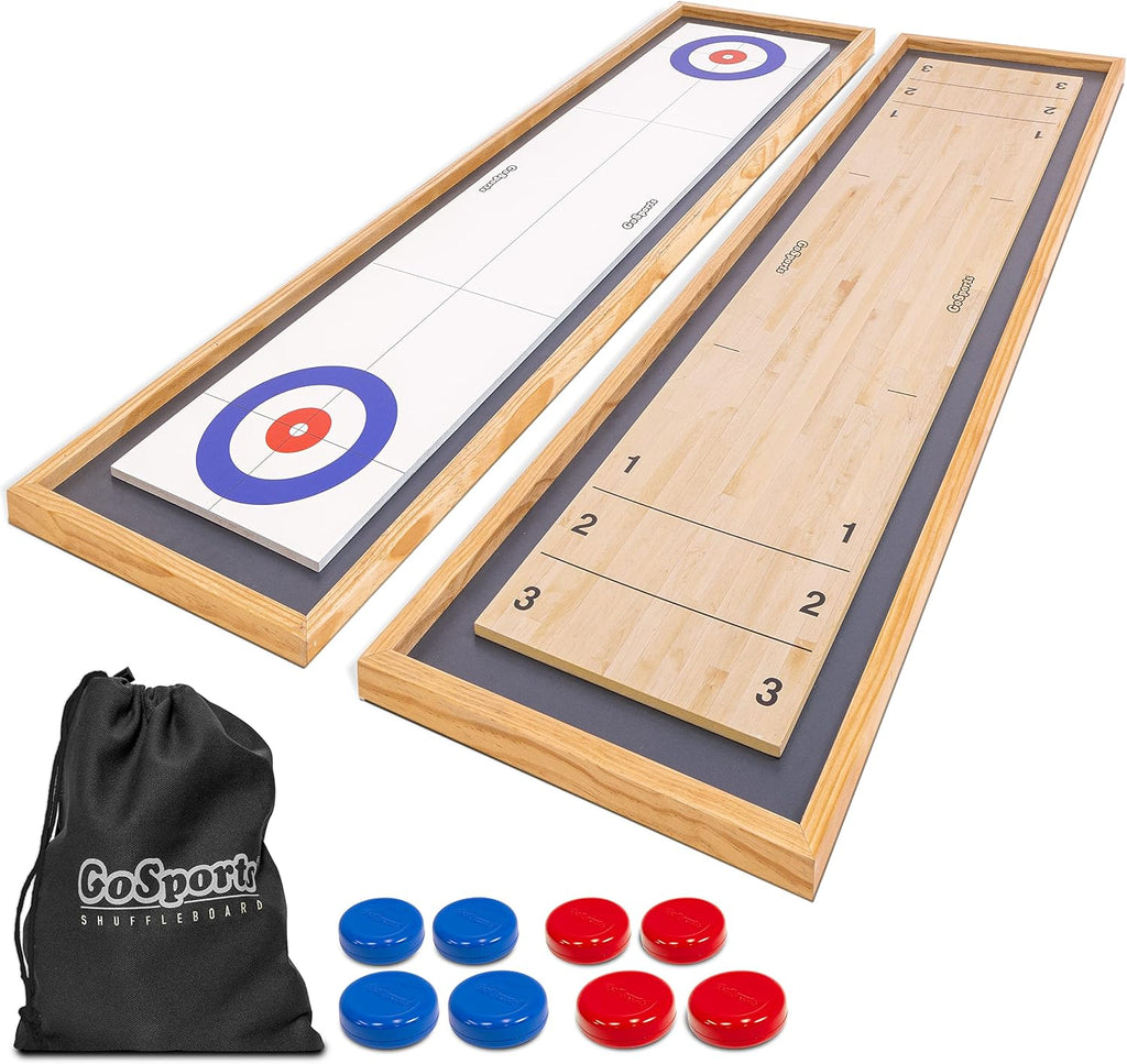 6 ft Tabletop Shuffleboard and Curling 2 in 1 Game with 8 Pucks and Tote Bag