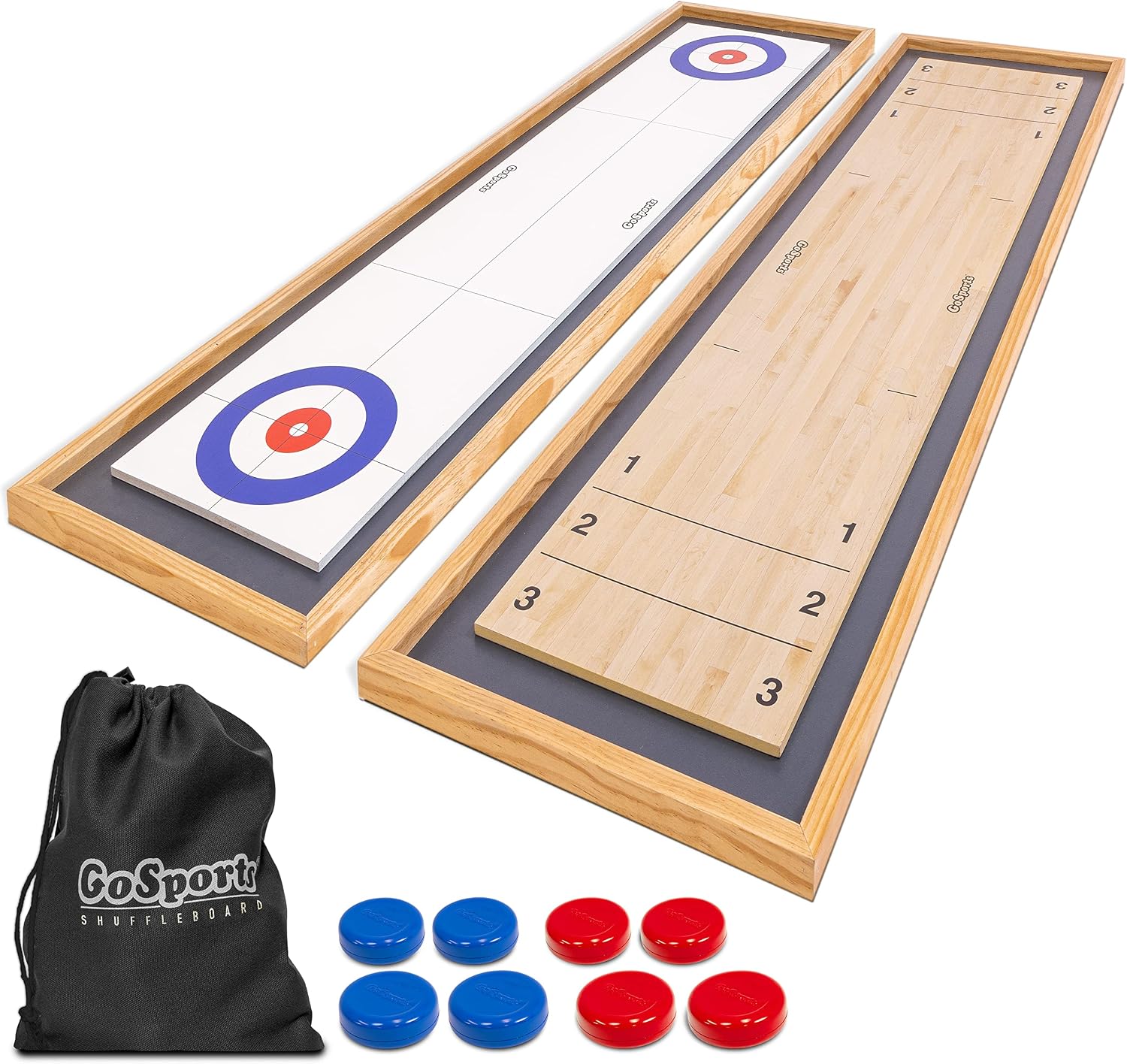 6 ft Tabletop Shuffleboard and Curling 2 in 1 Game with 8 Pucks and Tote Bag