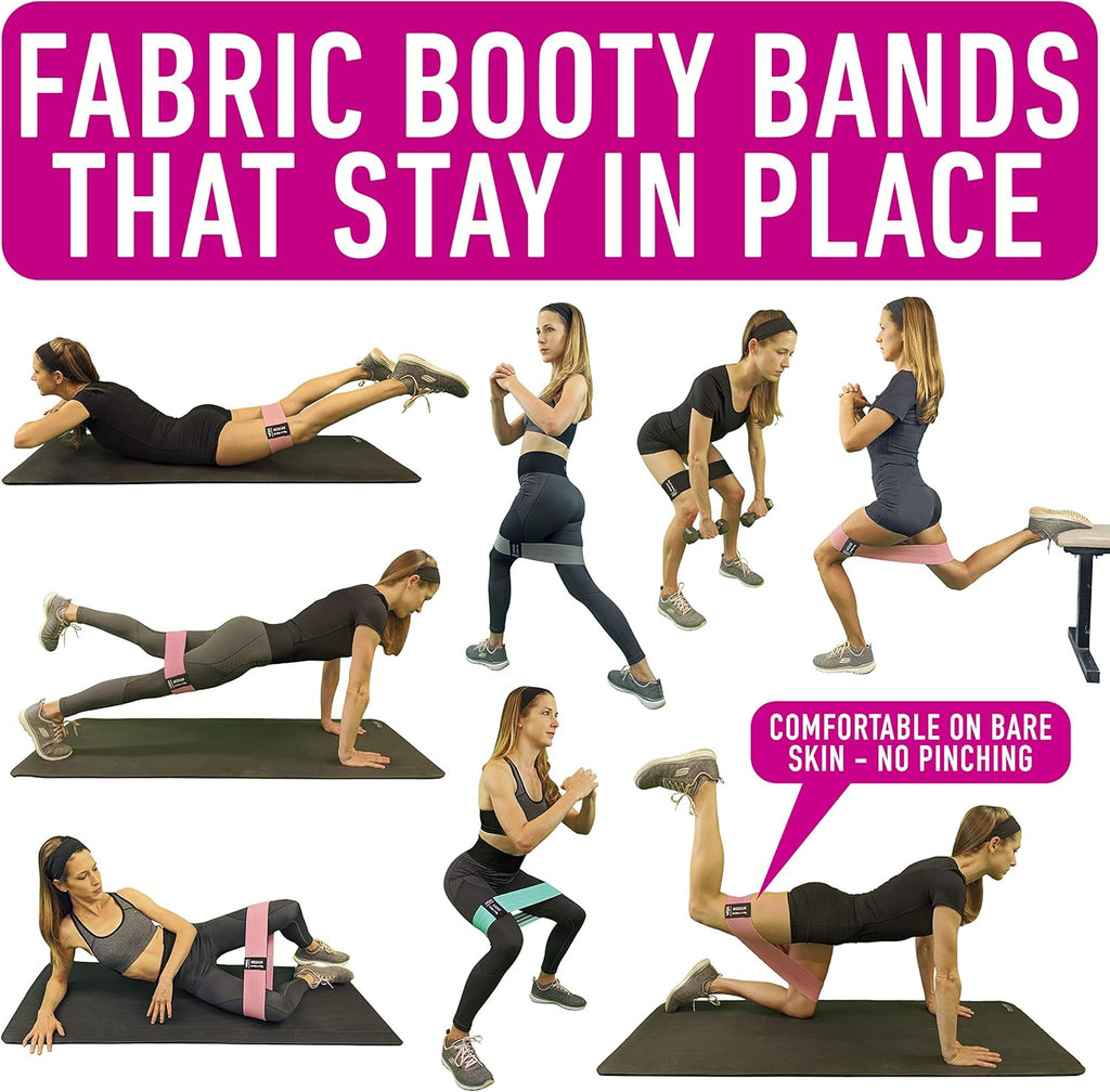 Resistance Bands for Working Out with Workout Bands Guide. 4 Booty Bands for Women Men Fabric Elastic Bands for
