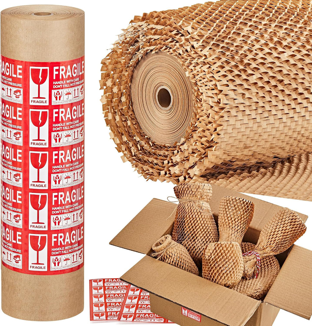 Honeycomb Packing Paper, 15" x 200' Packing Wrap Roll for Packing