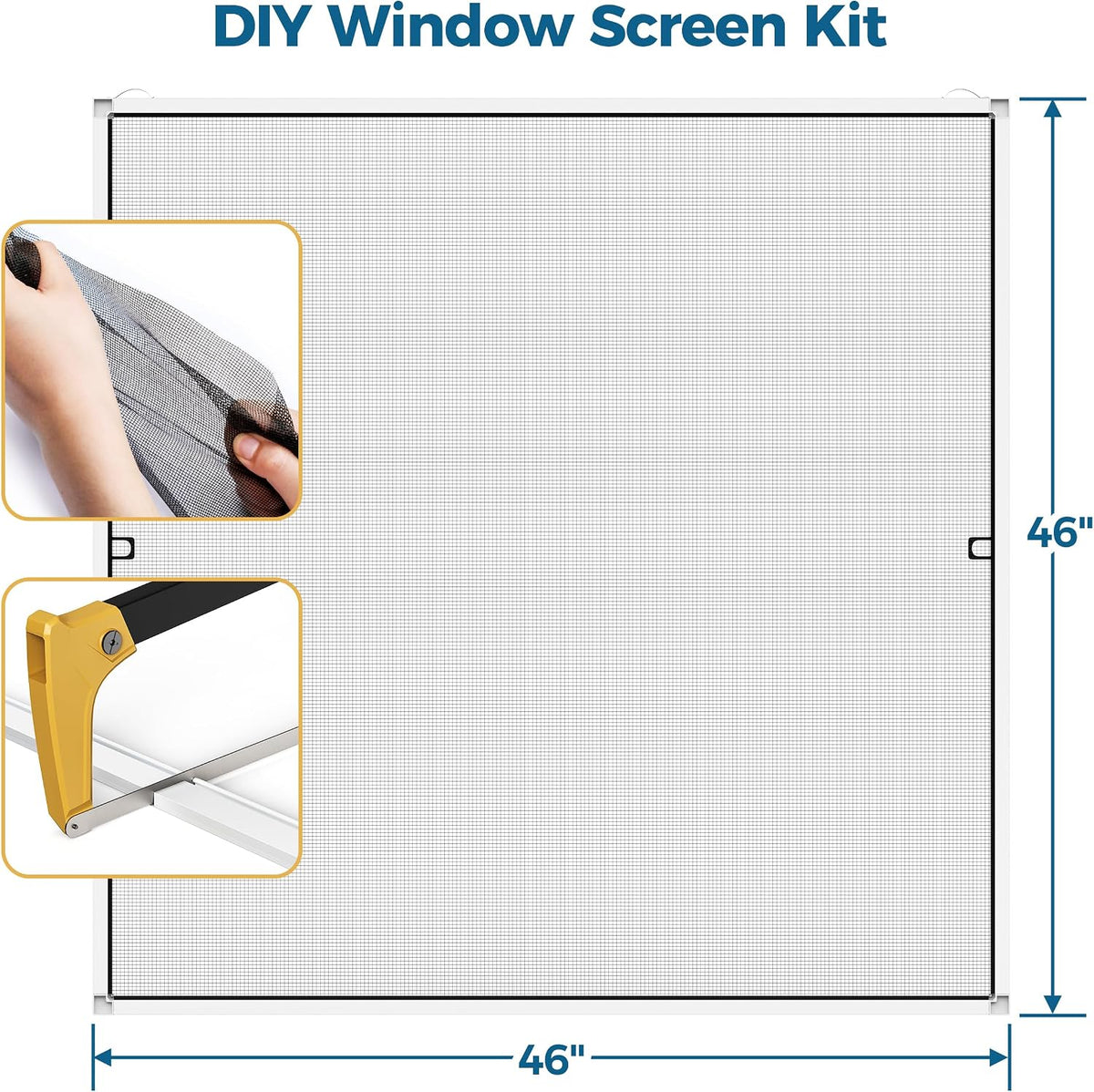 DIY Aluminum Window Screen Frame Kit, 4 Sets, 46 in, White