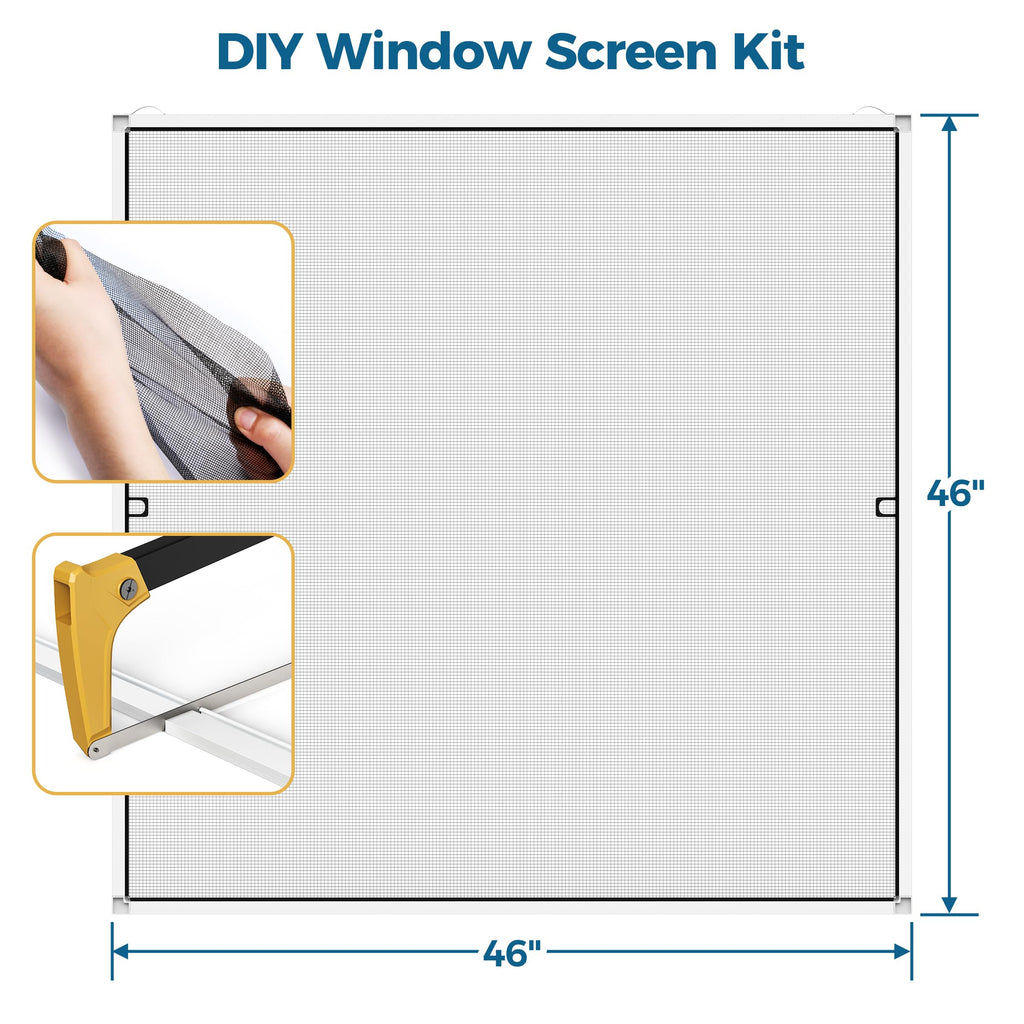 DIY Aluminum Window Screen Frame Kit, 1 Set, 46 in, White