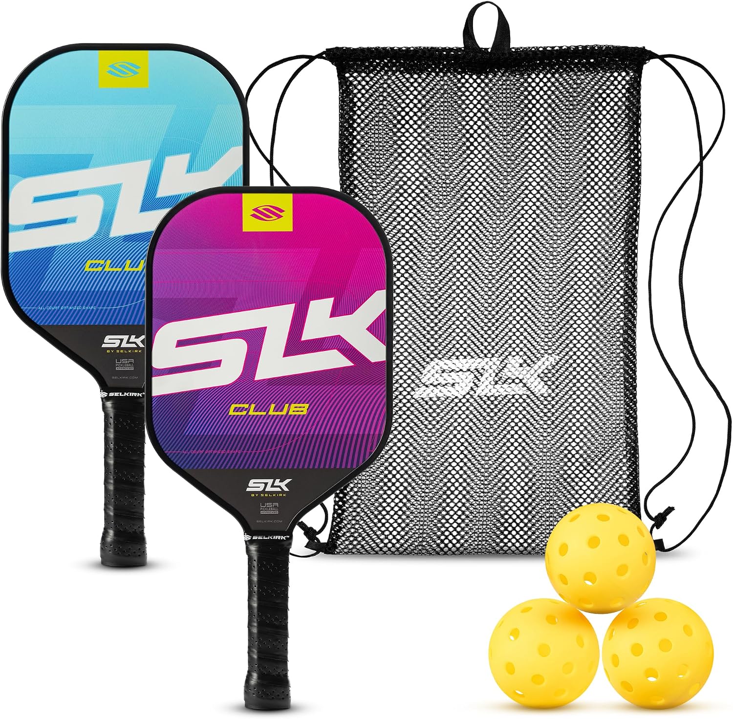 SLK Club Pickleball Paddles Set | Graphite & Fiberglass | A pickle ball paddle set with an SX3 honeycomb core for a
