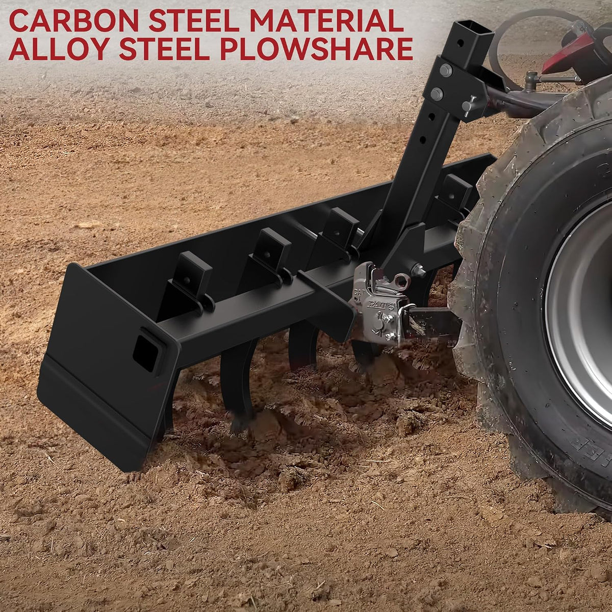 55" Box Blade Tractor Attachment, Scarifier Shank for CAT1/0 | 55" Garden Lawn Mower Tractor Box Blade Fit for