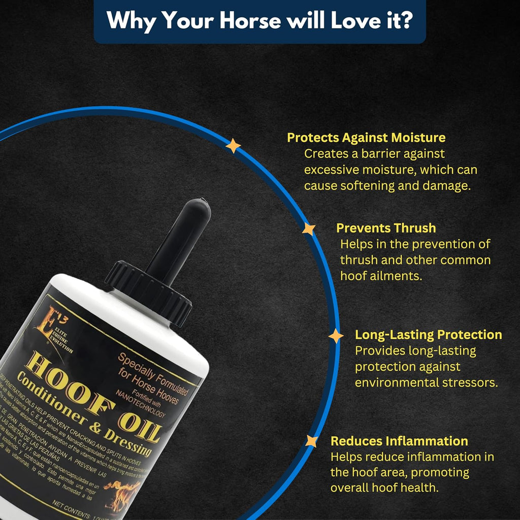 Hoof Conditioner & Dressing Oil 32 oz, Expert Formula for Nourishing & Protecting Horse Hooves, Deep Conditioning for