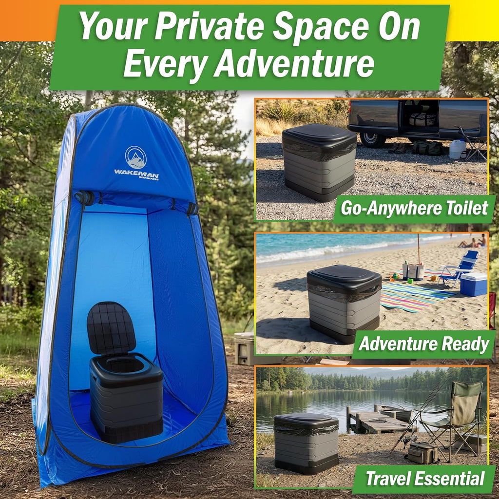 Large Portable Toilet for Adults - 400lb Capacity Portable Camping Toilet for Adults with Lid - Folding Travel Potty