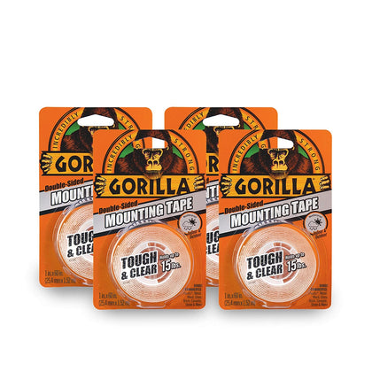 Tough & Clear; Double Sided Mounting Tape; Weatherproof; 1" x 60"; Clear; (Pack of 4)