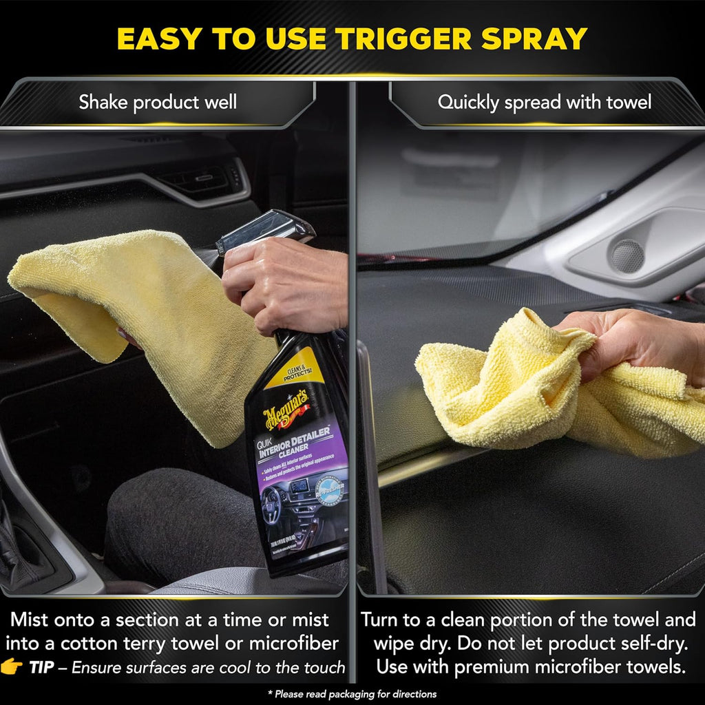 Quik Interior Detailer Cleaner, Quick Detailer Spray Cleans And Refresh Car Interiors, Use On Plastics, Leather &