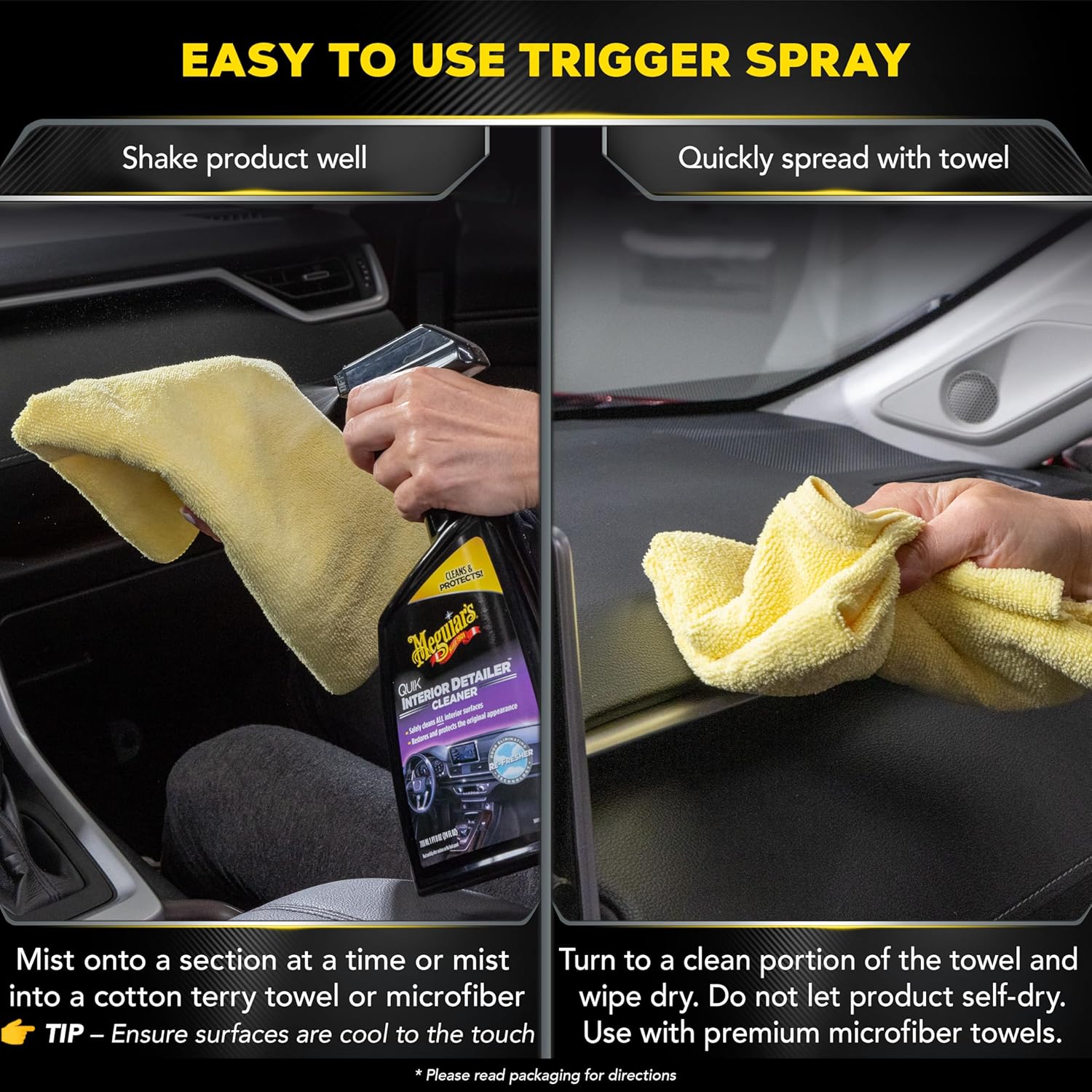 Quik Interior Detailer Cleaner, Quick Detailer Spray Cleans And Refresh Car Interiors, Use On Plastics, Leather &
