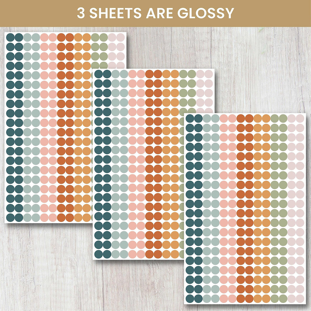 Color Coding Planner Stickers - Muted Neutrals 1/4" Minimalist Dot Labels - Six Sheets, 1000+ Stickers Per Pack!