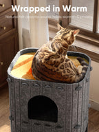 Cat House for Indoor Cats, Warm Felt Cat Bed, Scratch Resistant