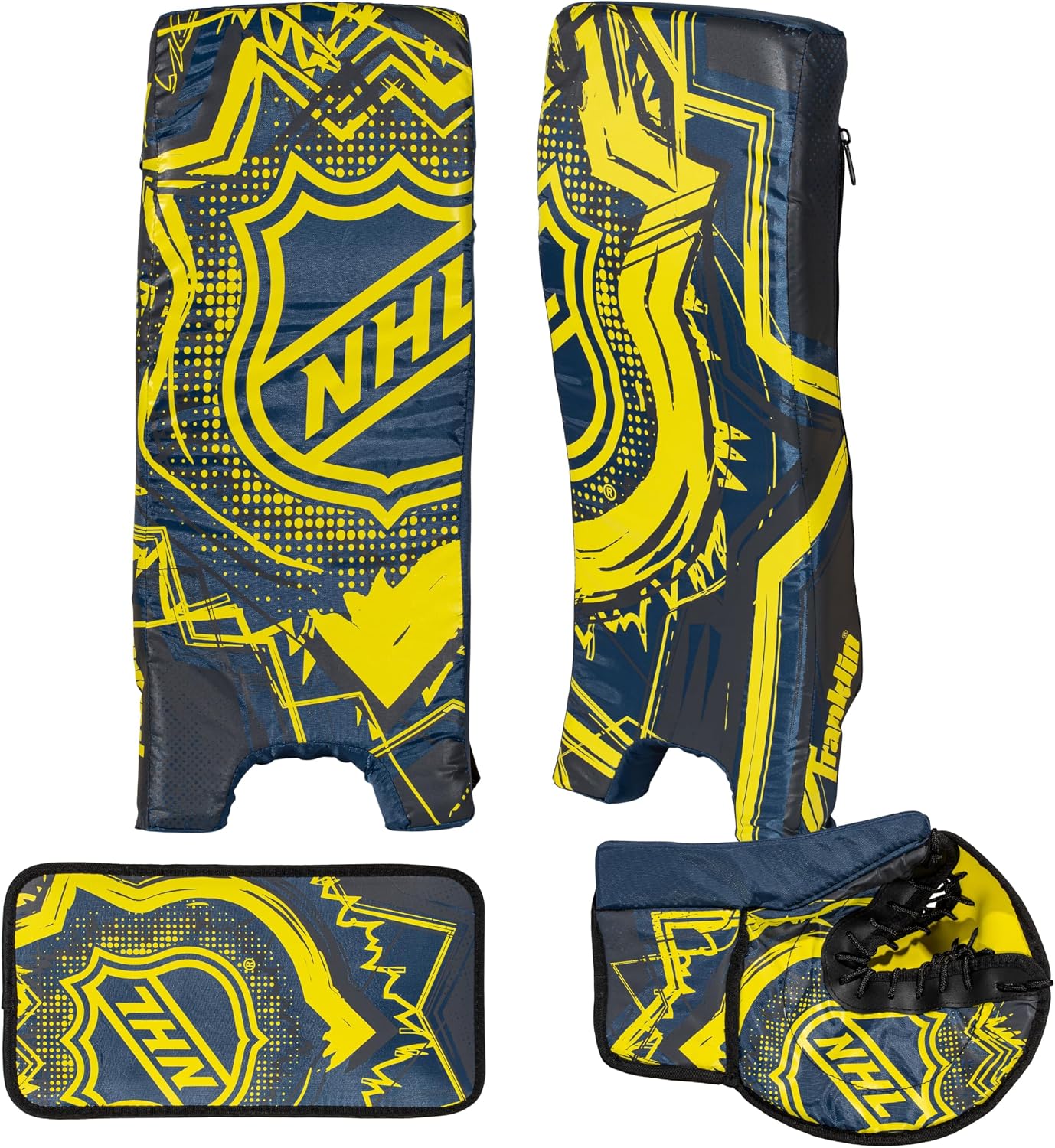 Franklin Sports Extreme Street Hockey Goalie Set | Beginner-Ready Gear, Includes Blocker + Catch Glove + Leg Pads