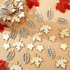 80 Pcs Unfinished Wooden Leaves Fall Crafts, 4 Styles Fall Decor