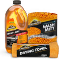 Car Wash Kit - Complete 3-Piece Car Cleaning Set with Car Wash Soap, Wax, Microfiber Mitt & Drying Towel, Gift for Dad