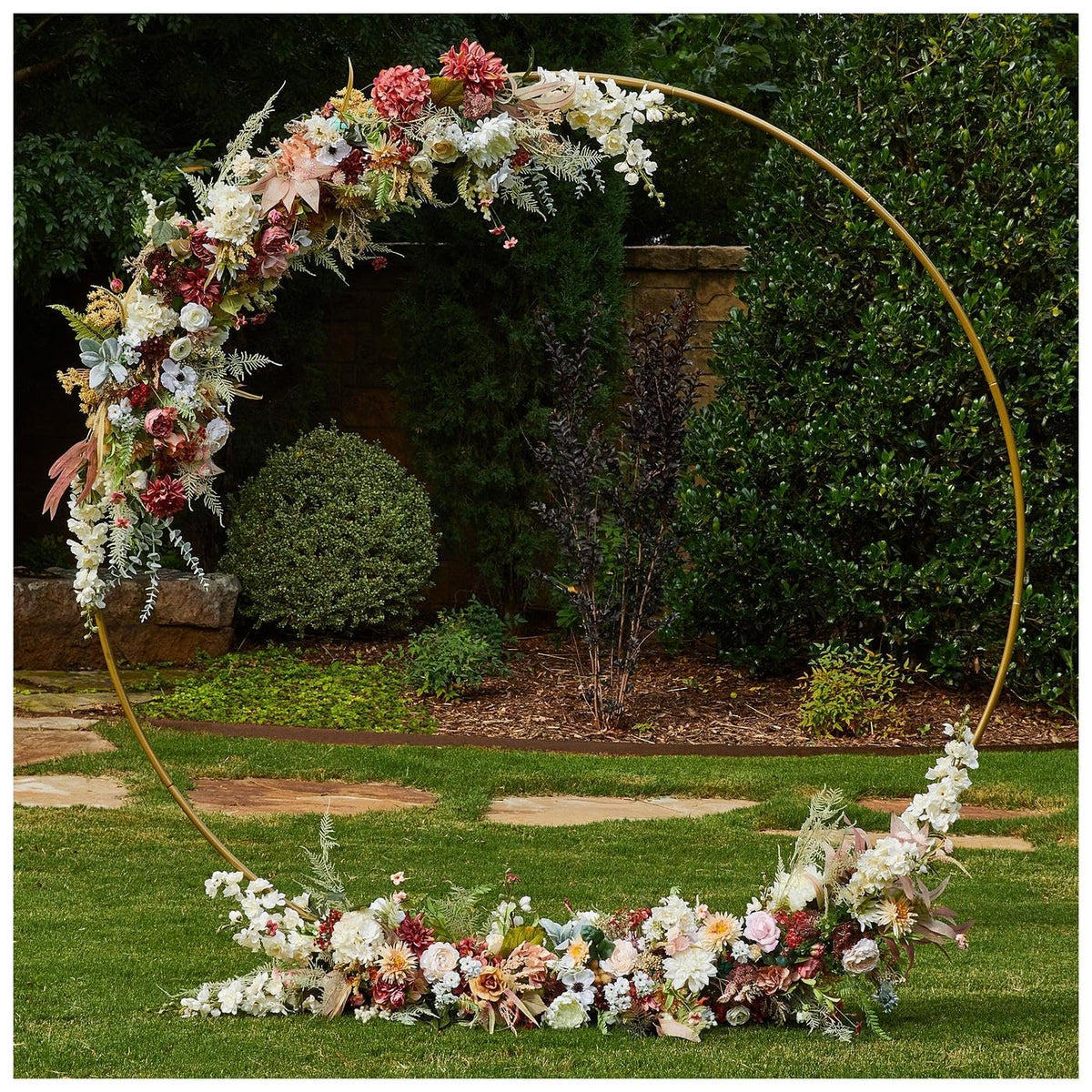 Gold Round Metal Wedding Arch, 7 Foot Diameter
