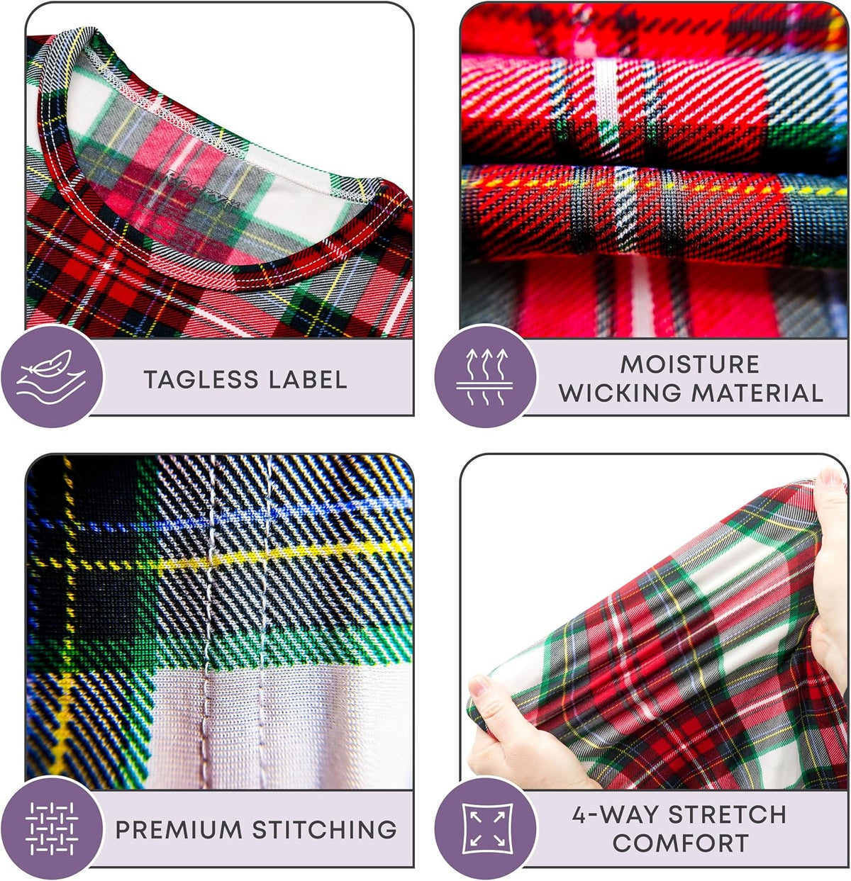 Thermal Underwear for Kids, Girls Thermals Long Johns Underwear, Base Layer for Cold weather/skiing, White Plaid