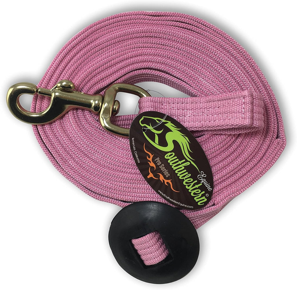 Lunge Line for Horses Cotton Horse Lunge Line with Bolt Snap & Rubber Stop (Pink, 24')