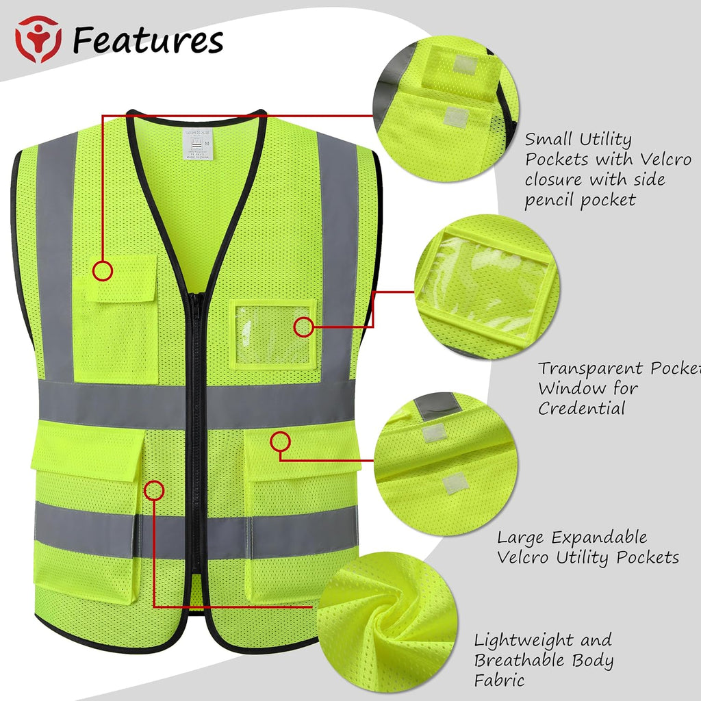 Reflective Safety Vest for Men Women Construction Vest ANSI Standard AP1 | ANSI Standard, 5 utility Pockets 4
