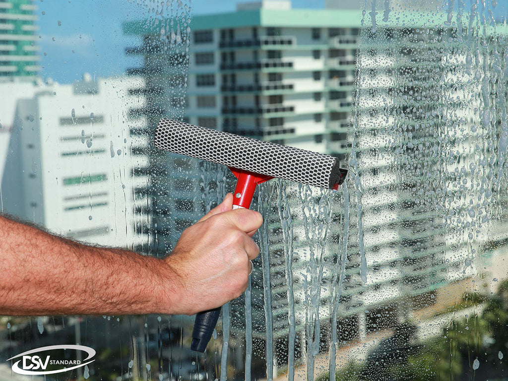 Window Squeegee for Window Cleaning, Window Cleaner Tool for Car Windshield, Shower Door, Boat | 2-in-1 Mini Squeegee