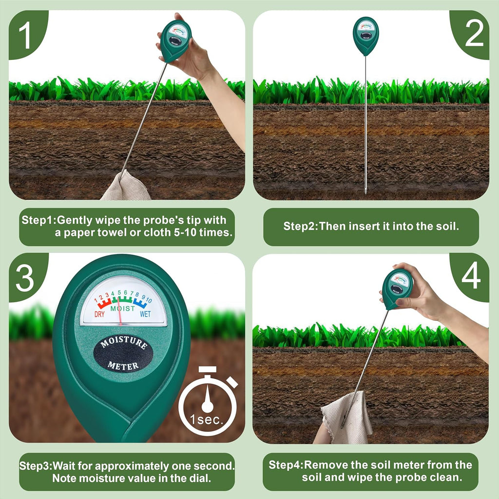 Long Probe Plant Soil Moisture Meter, Indoor Outdoor use, Battery-Free | longer stem for deeper use, instant read