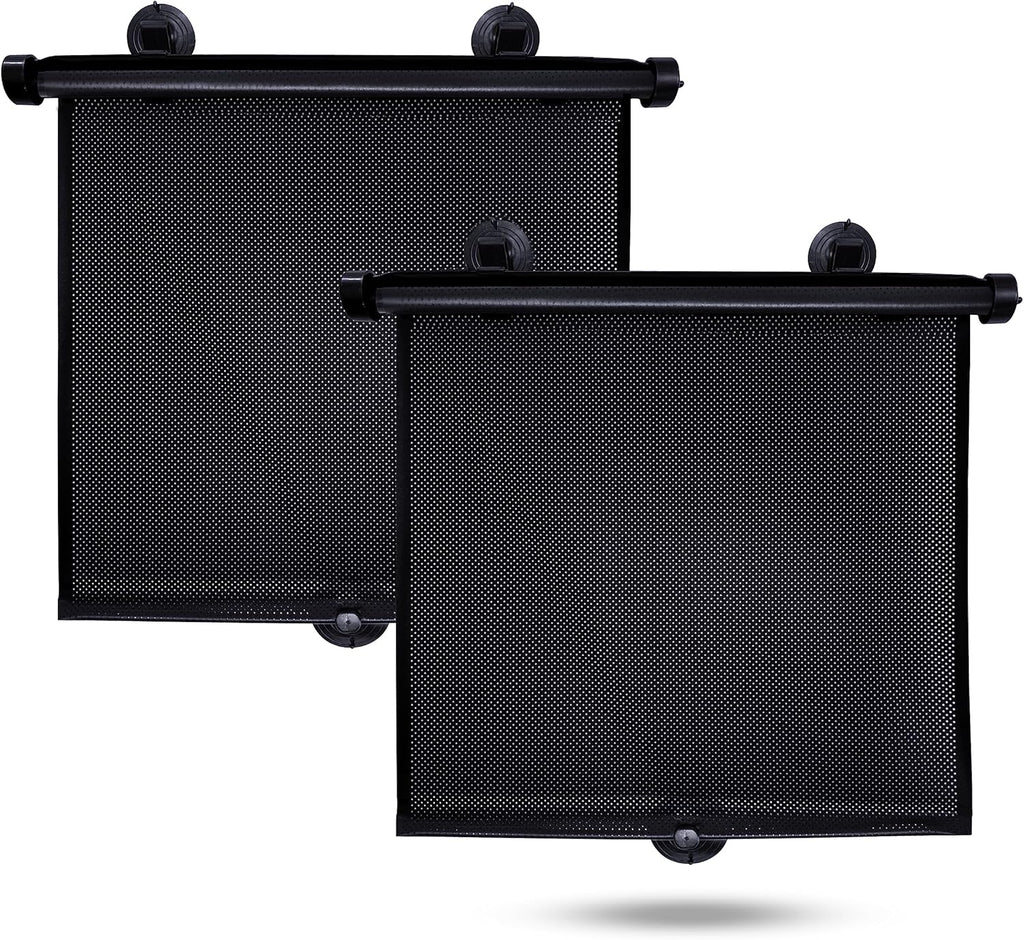 Car Side Window Sun Shade (2 Pack) | Retractable Roller Sunshade for Kids | Baby Car Window Shades for UV and Sun