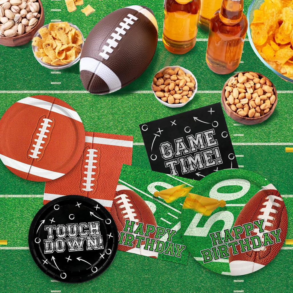 Football Birthday Party Decorations Kit for 24: Football Party Supplies Set with Plates, Dessert Plates, Napkins