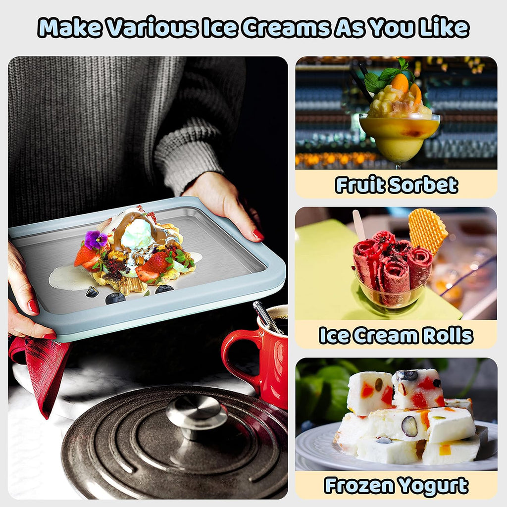 Ice Cream Roll Maker Rolled Ice Cream Machine, Sweet Spot Pan, Instant Cold Plate, Ideal for Making Rolled Ice Cream
