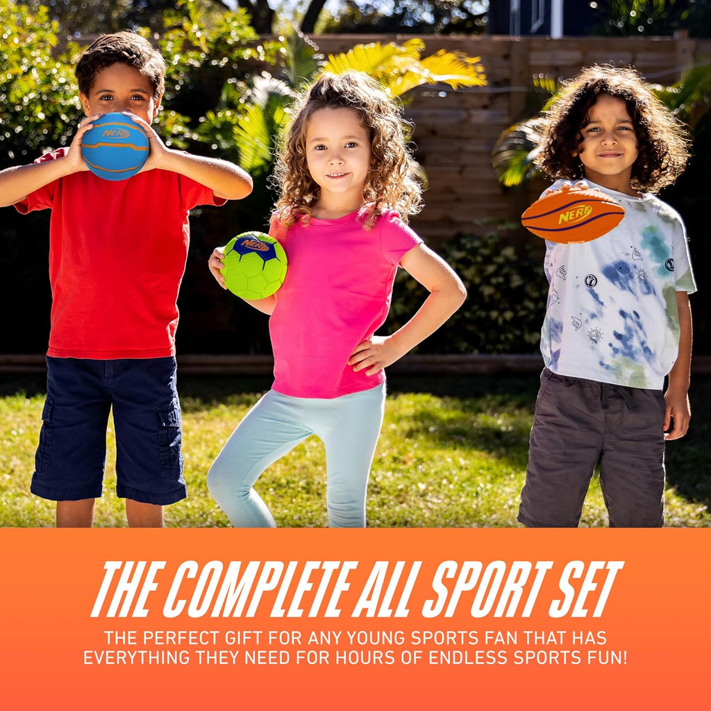 Mini Foam Sports Ball Set - Foam Football, Soccer Ball + Basketball Soft Sports Toy for Kids