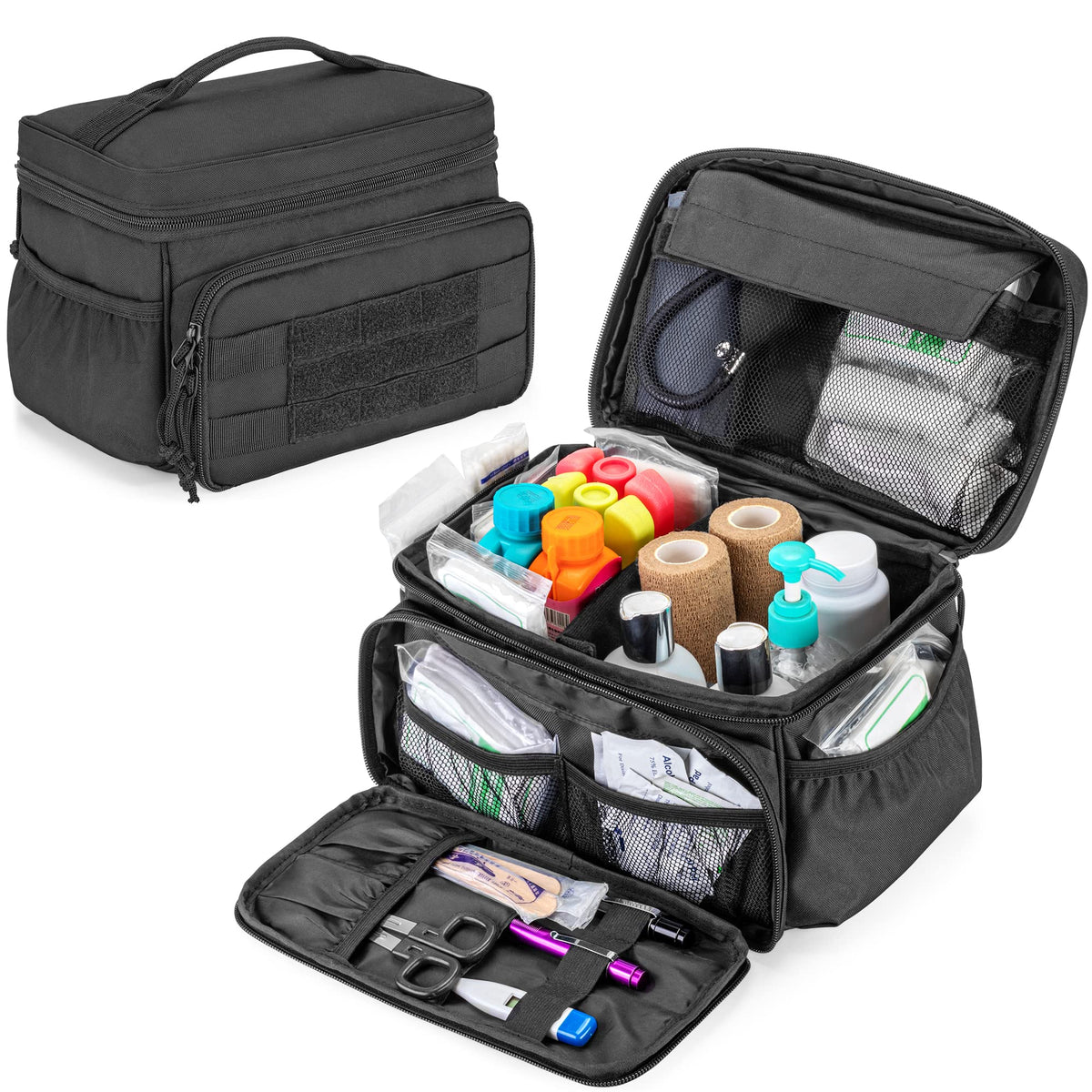 Small Medicine Storage Bag Empty, Family First Aid Box with Divider