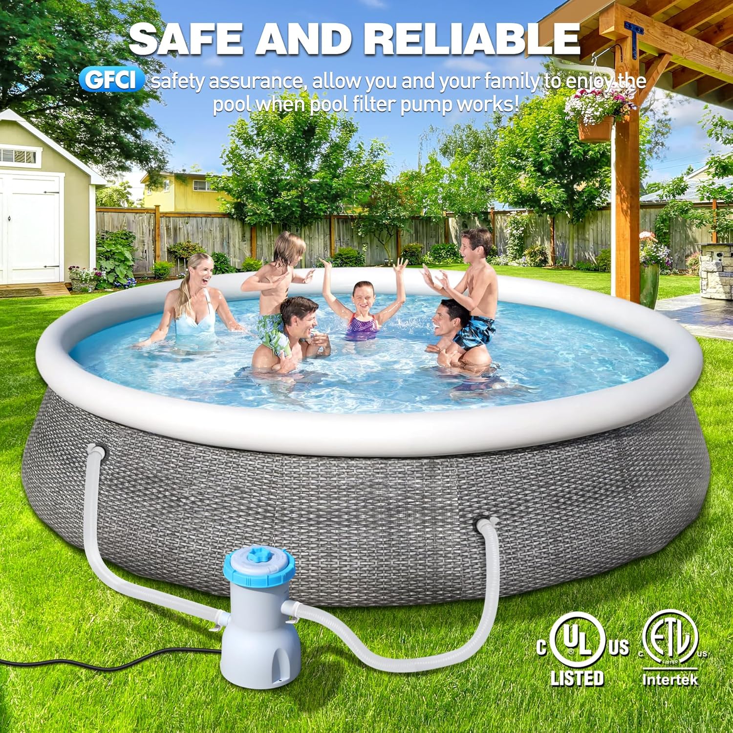 800 GPH Above Ground Pool Filter Pump, Energy-Saving Pool Cartridge Filter Pump | Dual Action: Accelerate Water Flow