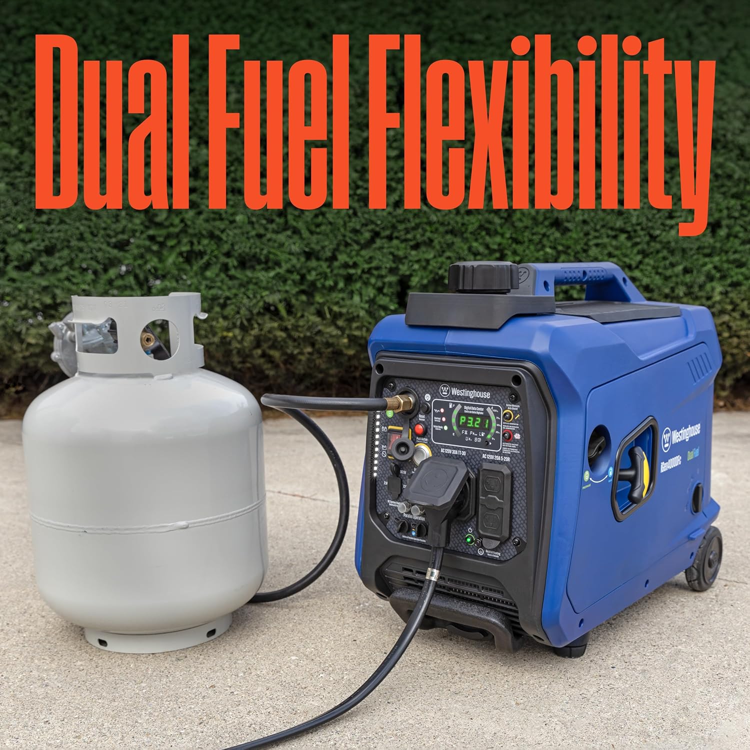 4000 Peak Watt Super Quiet Dual Fuel Portable Inverter Generator, Remote Electric Start, Gas & Propane Powered, RV