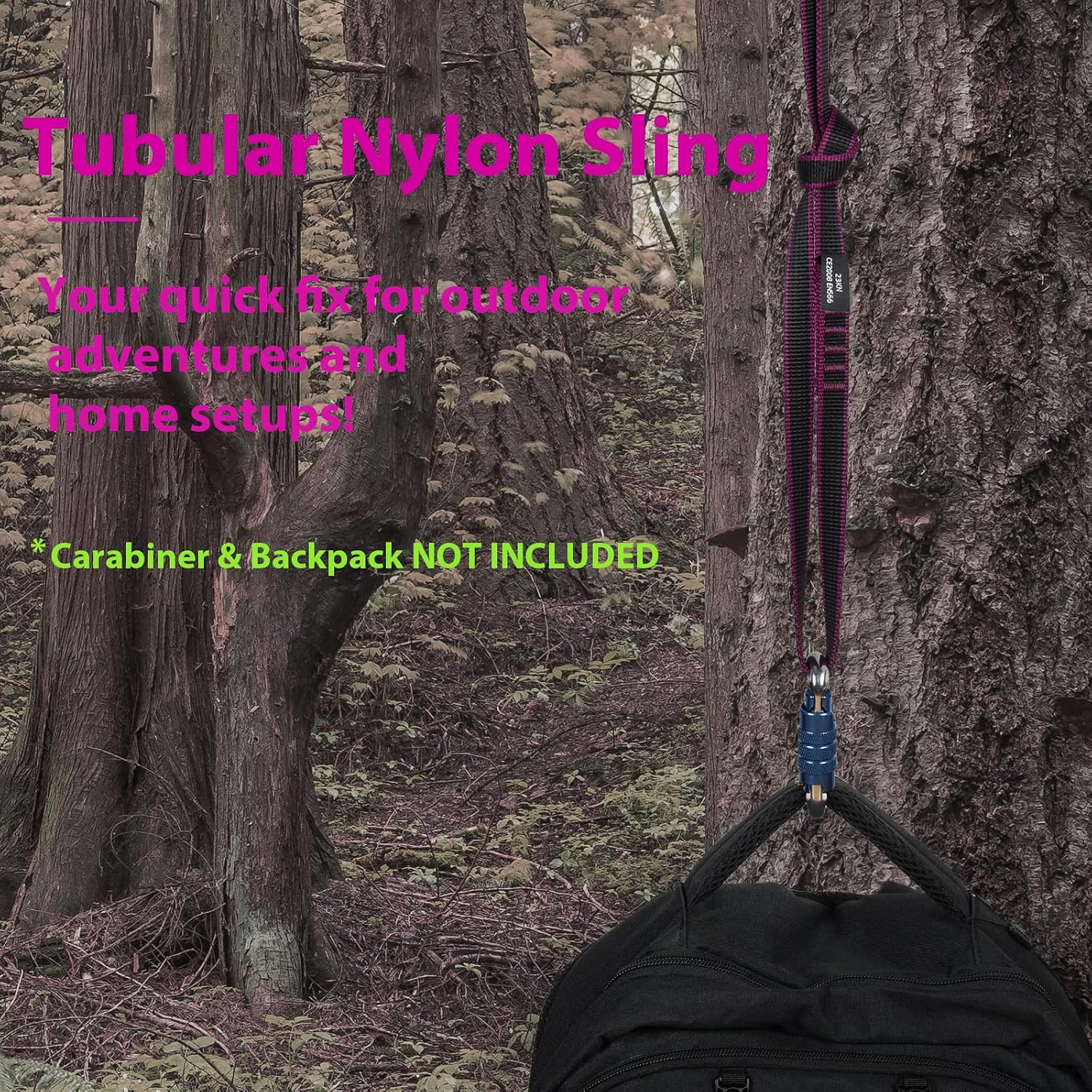18mm Nylon Climbing Sling Runner, 23KN CE2008/EN566 Certified | Heavy duty webbing straps for rock climbing