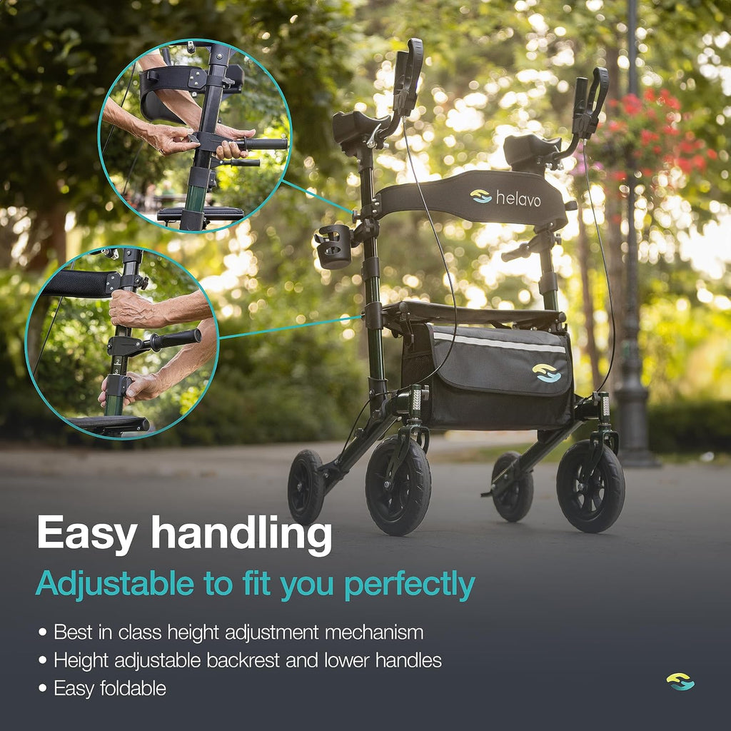 All Terrain Upright Walker with Flat-Free Solid Rubber Tires - Outdoor Stand Up Walker for Seniors - Tall Standing