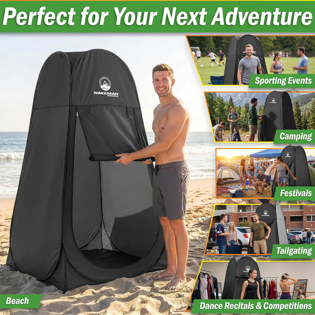 Pop Up Changing Tent, 3.3 x 3.3 x 6.2ft, Camping Shower Tent for Portable Toilet Stall or Dressing Room with Carry