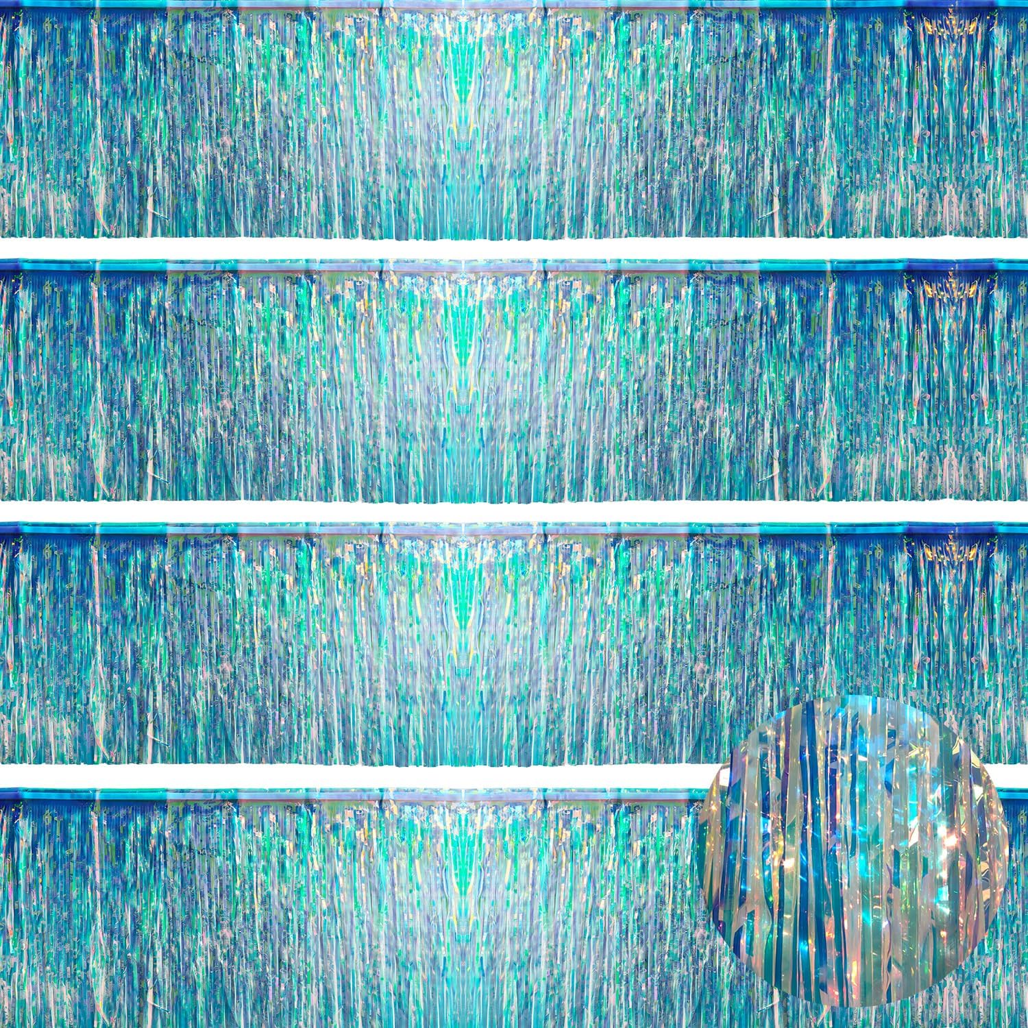 Iridescent Tinsel Garland 48FT - Birthday Decorations for Girls - Sparkle Party Streamers - Mermaid Unicorn Frozen