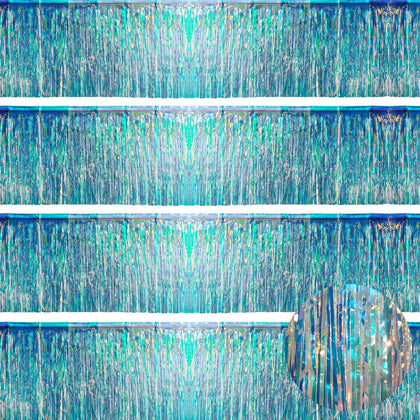 Iridescent Tinsel Garland 48FT - Birthday Decorations for Girls - Sparkle Party Streamers - Mermaid Unicorn Frozen