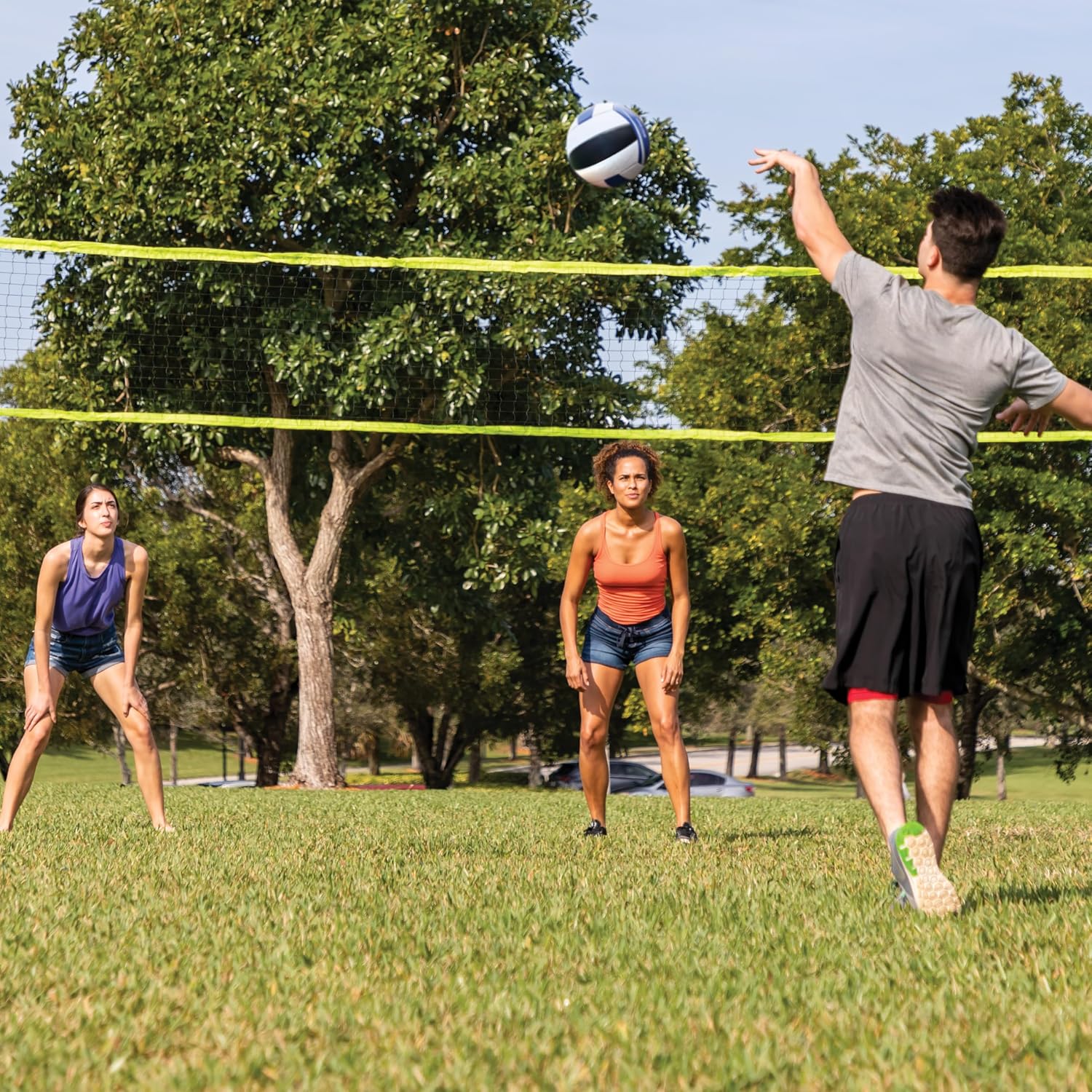 EastPoint Outdoor Games, Volleyball Net & Badminton Set, 4 Rackets, Black | 2-In-1 Volleyball & Badminton, Easy