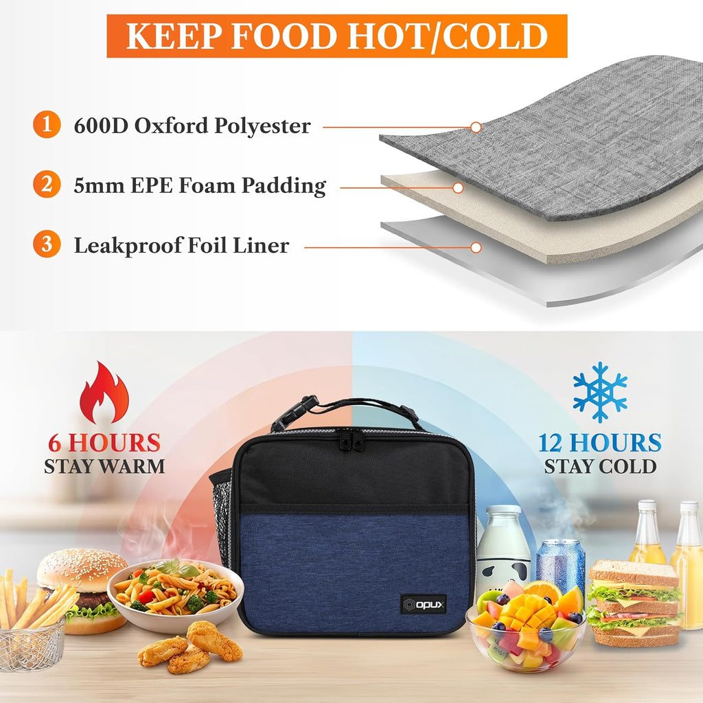 Insulated Lunch Bag for Kids, Reusable Lunch Box for School with Leakproof Lining, Compact Soft Cooler Tote for Boys