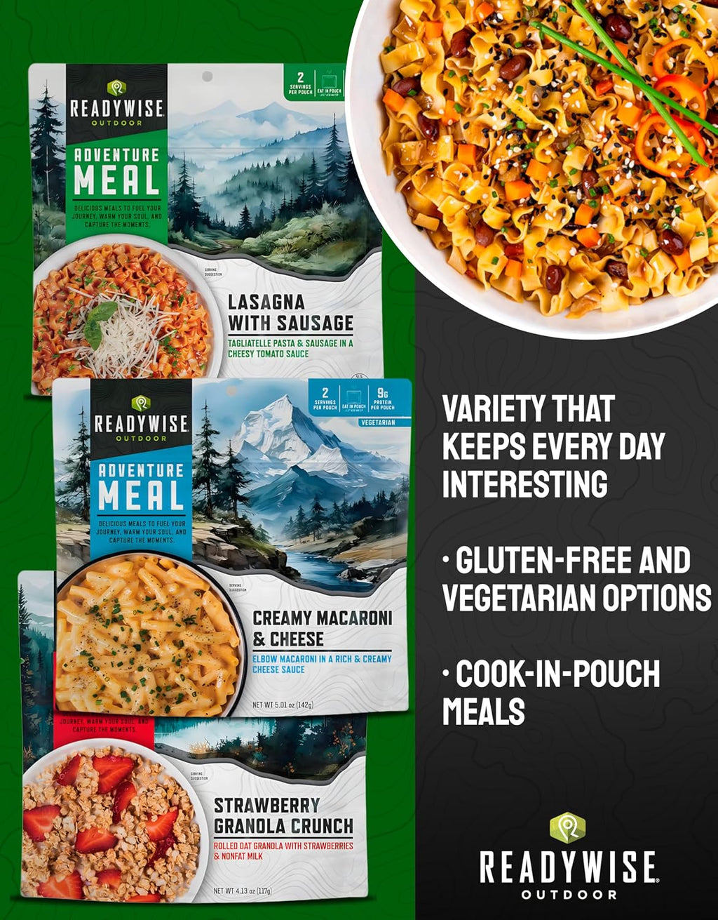 Freeze Dried Survival Food Kit, Multicolor, 18 Servings Emergency Food Supply for Long Term Food Storage, Camping &