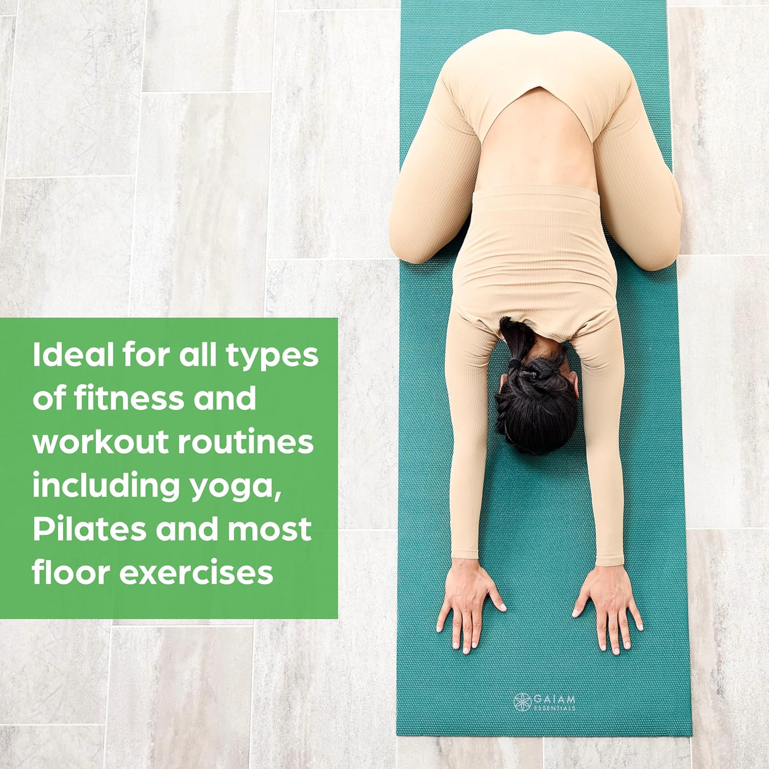 Essentials 1/4" Thin (6mm) Yoga & Pilates, Fitness & Exercise Mat with Easy-Cinch Carrier Strap Cusion Support For