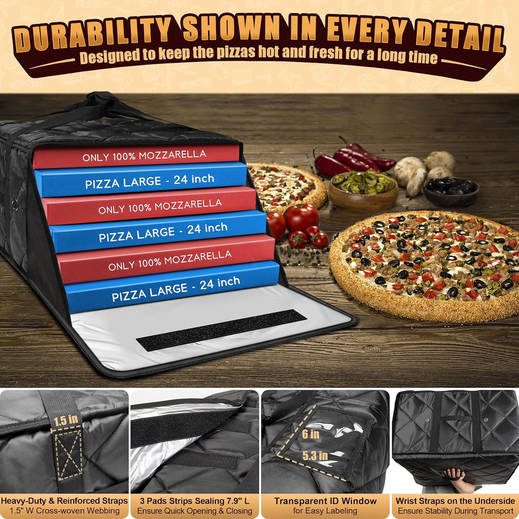 Pizza Bag for Delivery, 24" x 24" x 14" Large Pizza Warmer Bag