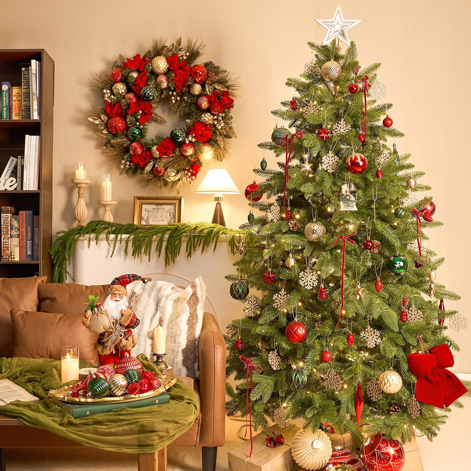 106Pcs Christmas Ornaments Set, Shatterproof Assorted Hanging Baubles Decorations Bulk for Christmas Tree Decorations